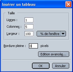 insérer un tableau